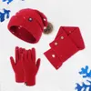 Baretten Koppels Outdoor Warme Muts Sjaal Handschoenen Winter Driedelige Haarbal Gebreide Stapel Set Voor Vrouwen Bufanda Invierno