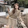 Clothing Sets 2024 Korea Improved School Uniform Suit Autumn/winter Polo Collar Long-sleeved Dress Vest Sweater Tie Daily Jk Set W102