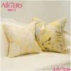 Cushion/Decorative Pillow Avigers Yellow Cushion Ers Square Striped Patchwork Jacquard Cases Home Decorative For Car Sofa Bedroom Lj20 Dh2Ci