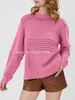 Women's Sweaters YKR Womens 2024 Fall Pullover Sweaters Crew Neck Casual Long Sleeve Crochet Pit Striped Chunky Ribbed Knit Jumper Tops