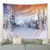 Winter Forest Landscape Tapestry White Snowflake Christmas Tree Pine Wall Hanging Blanket Living Bedroom Dorm Decoration Curtain 240118