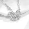 Colar de pingente de designer de moda VAN VAN Colar de borboleta de diamante completo de alta qualidade ouro branco 18k ouro rosa diamante colar de clavícula presente