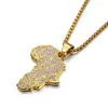 Hip Hop Iced Out Africa African Map Pendant Necklace For Women Men 14k Yellow Gold Chains Hiphop American Jewelry