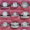 Bagues de bande 2024 Grand ensemble de mariage de luxe pour les femmes de mariée Engagement Finger Party Cadeau Designer Bijoux Mode Drop Livraison Bague DHAS2