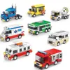 BLOCKS 8/1st City Series Building Blocks School Bus Camper Model Truck Ambulance Bricks Children Education Assembly Toy Boy Gift