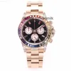 Męskie sportowe zegarek mechaniczny ręcznie wstawka diamentowa wodoodporna Luminous o średnicy 40 mm Rainbow Diamond Fashion Style Style B0EY