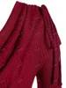 Women's T Shirts ROSEGAL Plus Size Cowl Neck Rib-knit Cinched Ruched T-Shirt Deep Red Long Sleeve Knitted Top Fashion Tees