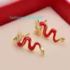 2024 Chinese Products Unique Red Dragon Design Stud Copper Jewelry Embellished Rhinestones Elegant Punk New Year Gift Earrings