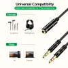 Headphone Splitter Mic Cable for Computer Headset Female to 2 Dual Male Microphone Audio Stereo Jack Earphones Port Gaming Speaker PC ZZ