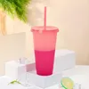 Tumblers Great Straw Cup with Lid Anti-Slip PP Color Changing Tumbler Supplies Plastic Coffee Drinkwere For Student