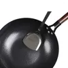 Pentole Wok in acciaio al carbonio 32 cm per friggere con coperchio in legno, fondo piatto non rivestito, cinese, per induzione, gas elettrico, tutti i fornelli