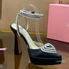 Love Diamond Jurk Schoenen Strikje Strass Decoratie Sandalen Designerplatform Hak Slingbacks 12,5 cm Hoge Hakken Rome Sandaal afbeelding selectie