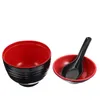 Set di stoviglie Ciotole per ramen Zuppa di miso Stile giapponese Ristorante di riso Multifunzione Fornitura di cucina domestica Melamina con coperchio