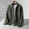 6Color Autumn and Winter Mens 100% Cashmere Cardigan Sweater Casual Knited Lapel Business Solid Color 240119