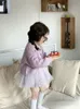 Sweet girls knitted sweater cardigan 2024 spring kids bottoming shirt children sequins lace tulle tutu skirt Z6832