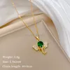 Cute Green Crystal Little Elephant Pendant Women Necklaces Female Stainless Steel Clavicle Chain Girls Daily Wear Neck Jewelry