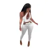 2024 Designer Spring Women Tracksuits Two Piece Set Sexy Hollow Out Top+Pants Sleeveless T Shirt Leggings Matching Set Casual Outfits Solid Suits Wholesale