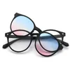 Stars 5 In 1 Round Clips On Glasses Polarized UV400 Women Anti Blue Magnetic Sunglasses Driving Optic Sun Frame 240118