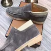 2024 Ny designer LP Open Walk Suede Sneaker Shoes Women's Casual Shoe Men Casual Walking Flats Classic Ankle Boot Luxury Designer Piana Shoe Flat Dress Factory Box