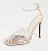 العلامة التجارية الصيفية الفاخرة Alevi Milano Sandals Shoes Lady Penelope High Heel Crystal Strappy Party Wedding Sexy Women Walking EU35-42