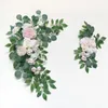 装飾的な花ホワイトパーティーは人工花輪のドアの閾値リースアーチの背景結婚式の装飾を供給します
