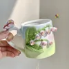 Кружки 3D Трехмерная рельефная керамическая чашка Большая вместимость Высокий уровень внешнего вида Ручная роспись Замешивание Резьба Ремесло Завтрак