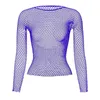 Blusas femininas camisas mulheres sexy preto oco para fora malha camiseta feminino magro fishnet transparente topos goth punk y2k streetwear festa transparente topo yq240120