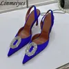 Sexy High Heels Women Pumps Rhinestone Buckle Wedding Shoes Pointed Toe Slingbacks Thin Heels Crystal Bling Summer Sandals Woman 240118