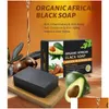 Ręcznie robione mydło 40JD Naturalny bar czarny afrykańska z premią oleju z awokado na zimno twarz i ciało ZLN240116 DROP PRODICACJA Zdrowie Piękno DH8BM