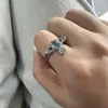 Yüzük uydu tasarımcısı kadınlar en iyi kalite kutu western imparatorluk halkaları İmparatoriçe Dowager West Aqua Blue Cam Bead Ring kadın