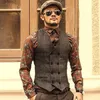 Brown Double Breasted Groom Vests 2019 Wool Tweed Formal Groom's Wear Suit Vest Men's Wedding Tuxedo Waistcoat Plus Size259R