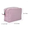 Sacos cosméticos compõem para mulheres senhora com zíper saco de viagem seersucker plissado rosa/roxo listrado armazenamento maquiagem