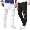 Purple Jeans Sfit Mode Solide Hommes Blanc Hommes Sexy Ripped Trou Détresses Lavé Skinny Mâle Casual Vêtements d'extérieur Pantalons Hip Hop 2021 5XL2