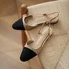 Sandały oryginalne 2697 skórzane patchwork okrągłe palce u zwyczajowej damskiej mody buty Summer Slingbacks plus size 42 43 damskie płaskie 193