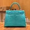 Borsa di design completamente fatta a mano Borsa Slant Borsa tote classica di lusso 25 30 Taglie Importate America Pelle di coccodrillo vera pelle Cera d'api Filo cucito