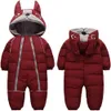 Macacão infantil para bebês, meninos e meninas, roupa de neve de inverno, casaco grosso, capuz quente, desenho animado, macacão de neve