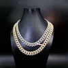 Partihandelspris S925 Sterling Silver Gold Plated Hip Hop smycken halsband Iced Out Cuban Link Chains Men Diamond Chain