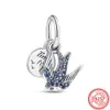 2024Spring New Charm Swallow Blue Pansy Flower Cloud Butterfly Firefly Bead Pendant Earring Fit Orginal Bracelet Necklace