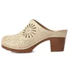 Pantofole LIHUAMAO Mule Scarpe da donna Pantofola Punta tonda Sandali con tacco largo Slip on Mocassini Décolleté quadrati