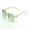 Groene Buffelhoorn Bril Designer Zonnebril voor Mannen Dames Randloze Mode Sporst Goud Metaal Witte Perzik Hart Frames Brillen L1513