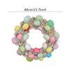 Decorative Flowers 16inch Colorful Easter Egg Wreath Decoration Welcome Sign Artificial For Entryway Sturdy Accessories Multifunctional