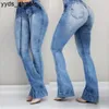 Jean violet femmes taille haute Flare 2020 pantalon en Denim maigre Sexy Push Up pantalon Stretch bas Jean femme décontracté 2QPT