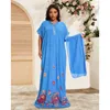 Roupas étnicas Africano Verão Abayas para Mulheres Algodão O-pescoço Jilbab Mangas Curtas Plus Size Caftan Vestido Solto Kaftan Cover Up