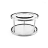 Kitchen Storage Stainless Steel 2 Tier Spices Turntable 360 Degree Rotating Fruit Tray Drop