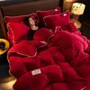 Capa de edredão tecido doméstico colcha capa macia e quente coral veludo colcha luxo cama rei conjunto luxo 240118
