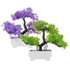 Kwiaty dekoracyjne 2PCS plastikowe bonsai małe fałszywe pinie