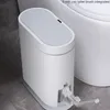9L Trash Can With Cover Toilet Brush Smart Sensor Automatic Bathroom Waste Garbage Bin Household Waterproof Narrow Seam 240119