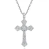 Pendentif croix en diamant Long en or 14 carats, en argent Sterling 925, pendentifs de fête de mariage, collier pour femmes et hommes, bijoux cadeau 240118