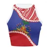 Canotte da donna Haiti Flag Design Casual Crop Top Stampa su richiesta T-shirt da donna Canotte sexy Canotta Beach Party Lady Sport Canotta Streetwear