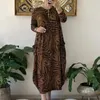 Casual Dresses Women Ankle Length Dress Plus Size Leopard Print Maxi With Long Sleeves Pockets For Oversized O Neck